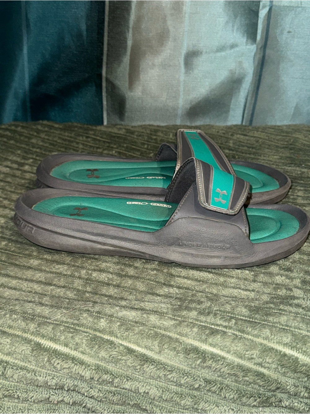 Under Armour Teal & Gray Comfort Slide Sandals